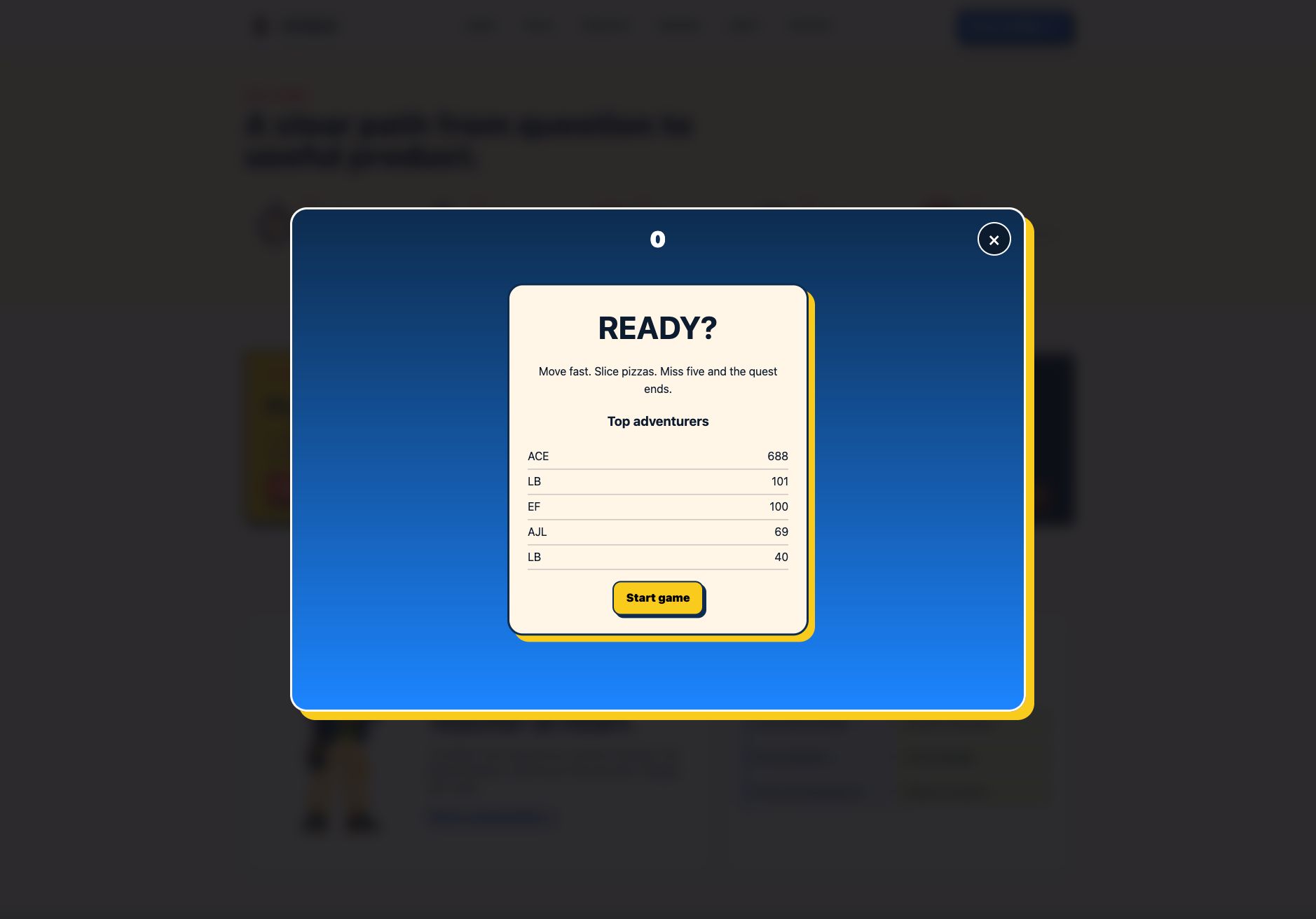Pizza Ninja browser slicing game